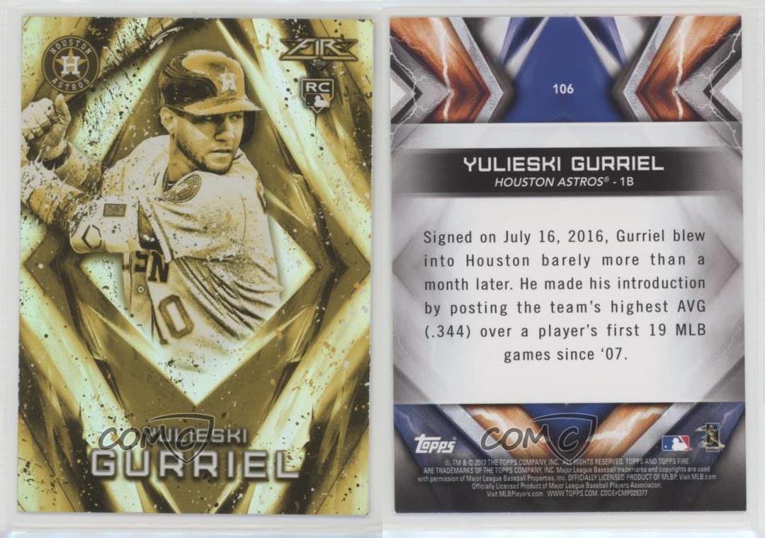  2017 Topps Fire Baseball #106 Yulieski (Yuli) Gurriel Rookie  Card : Collectibles & Fine Art