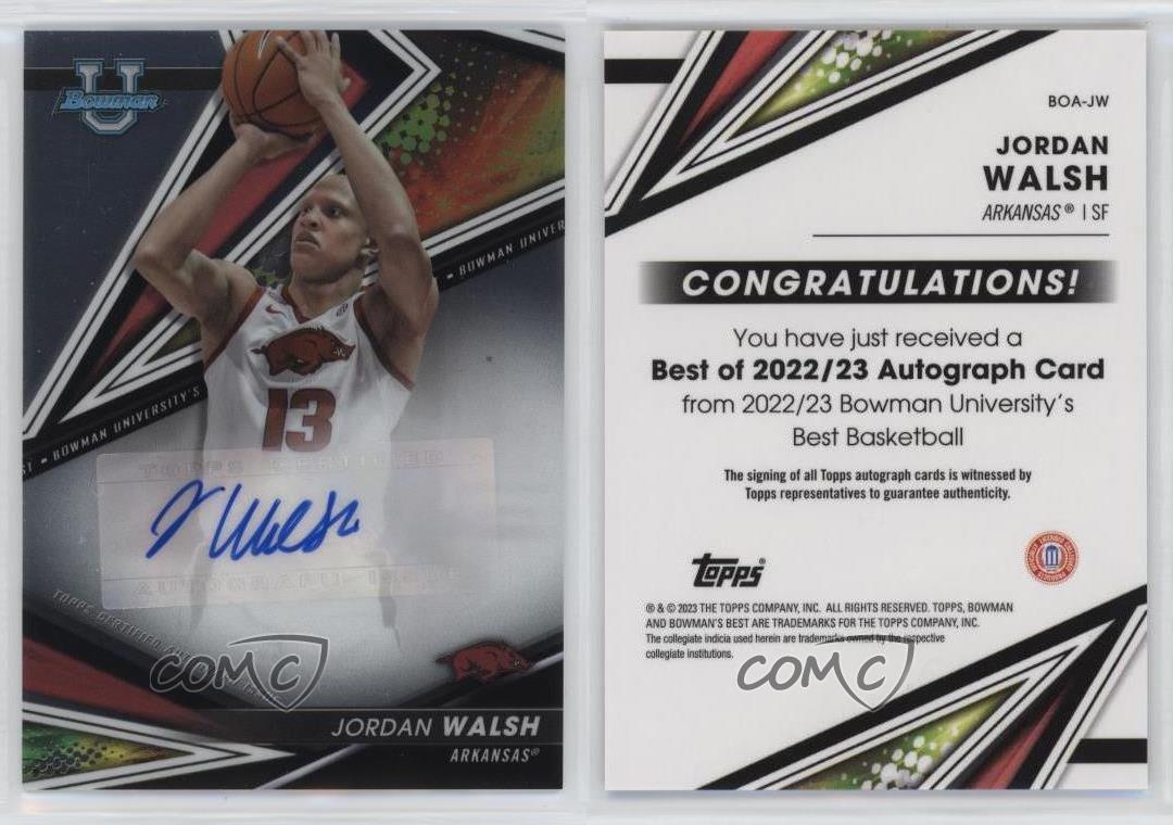 2022-23 Bowman U Best Best of 2022-23 Auto Jordan Walsh #BOA-JW Auto