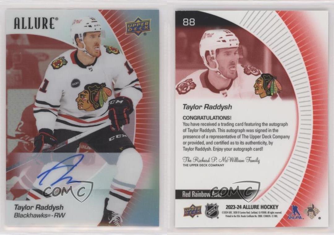 2023-24 Upper Deck Allure Red Rainbow Auto Taylor Raddysh #88 Auto - Picture 6 of 7