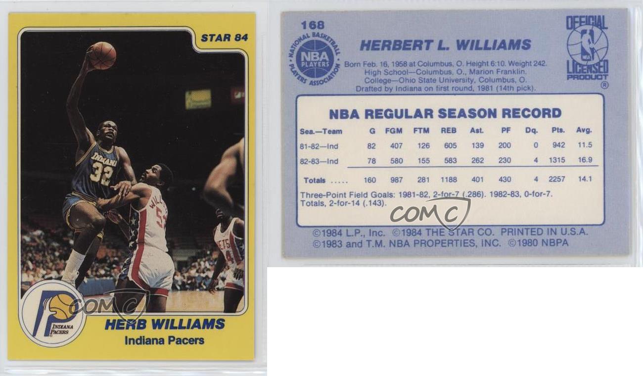 1983-84 Star Herb Williams #168 Rookie RC