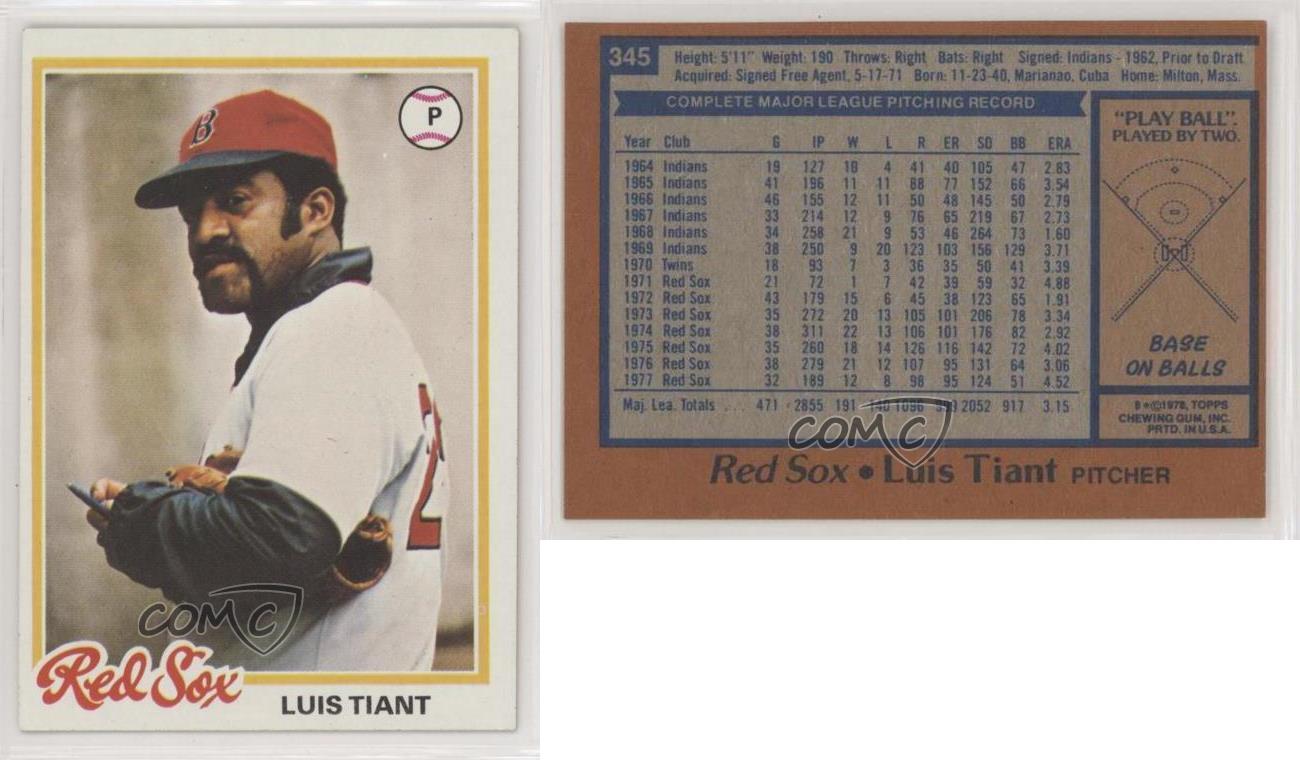  1978 Topps Baseball Card #345 Luis Tiant