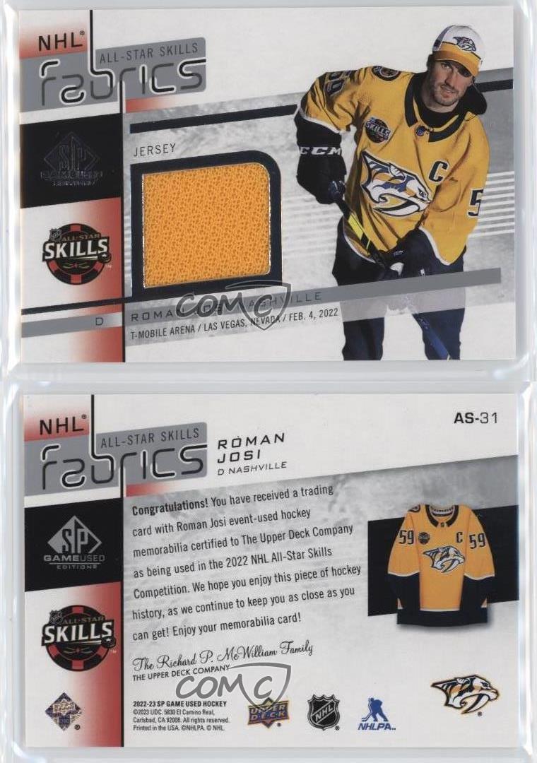 2022-23 Upper Deck SP Game Used 2022 NHL All-Star Game Jersey Roman Josi #AS-31