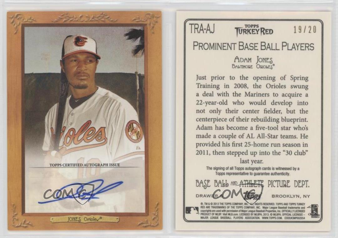 2013 Topps Turkey Red Auto /20 Adam Jones #TRA-AJ Auto - Picture 3 of 3