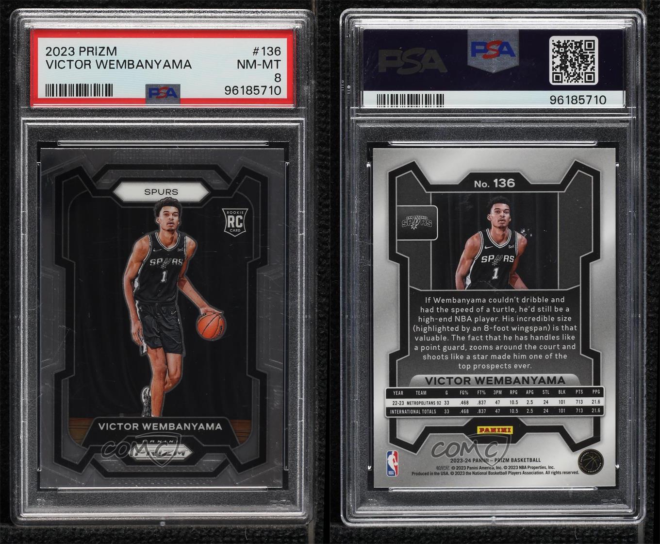 2023-24 Panini Prizm Victor Wembanyama #136 PSA 8 Rookie RC - Picture 3 of 4