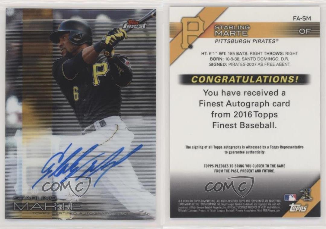 2016 Topps Finest Auto Starling Marte #FA-SM Auto