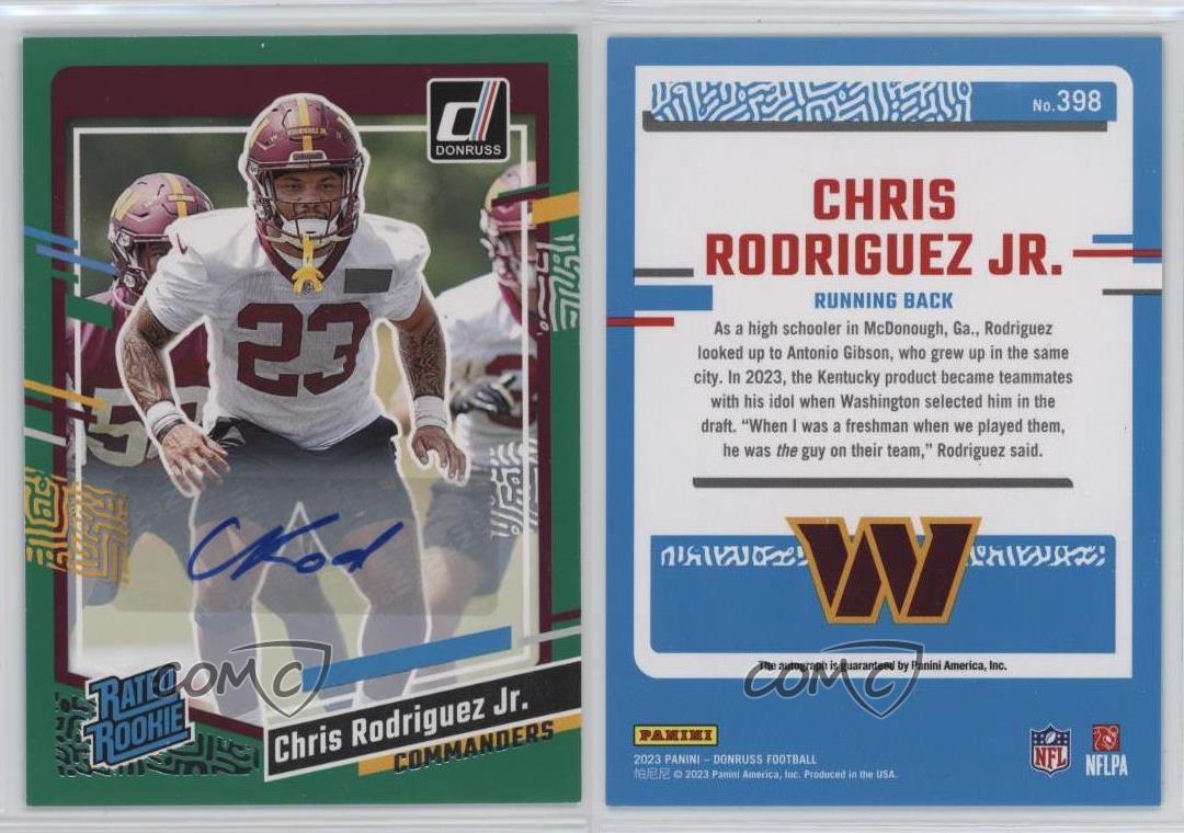 2023 Panini Donruss Rated Green Chris Rodriguez Jr #398 Rookie Auto RC