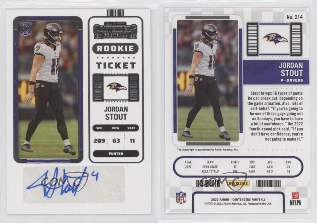 2022 Panini Contenders Jordan Stout Rookie Ticket Autograph