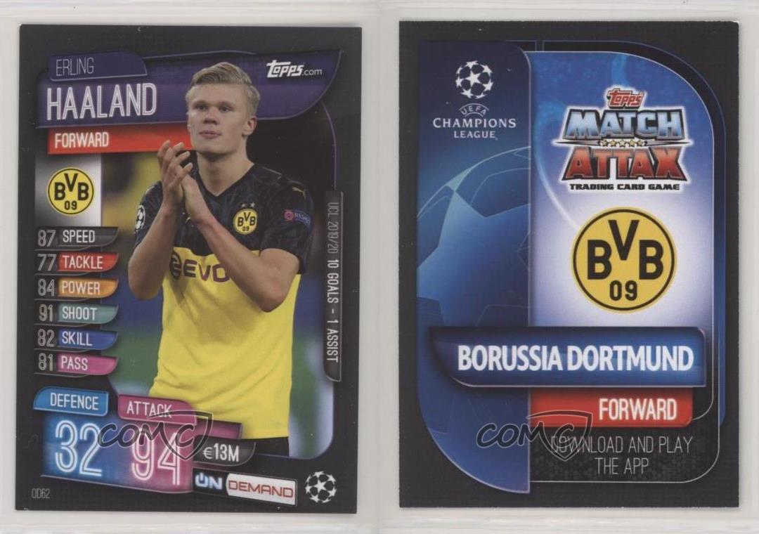 2019-20 Topps UCL Match Attax On Demand Erling Haaland #OD62 Rookie RC