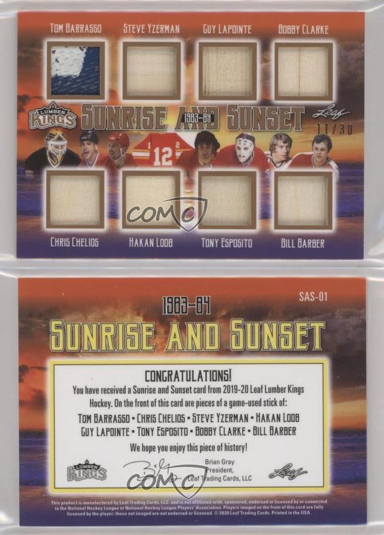 Leaf Lumber Kings Sunrise and Sunset 2019-20/30 Tom Barrasso Chris Chelios Salón de la fama - Imagen 3 de 3
