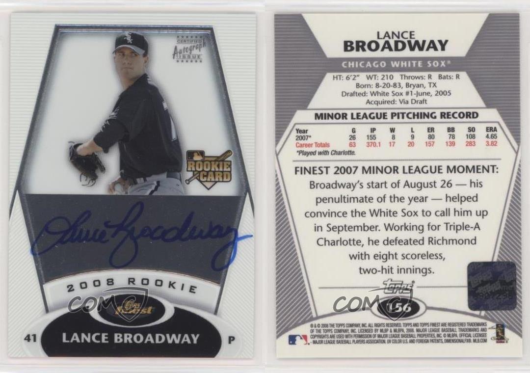 2008 Topps Finest Rookie Auto Lance Broadway #156 Auto