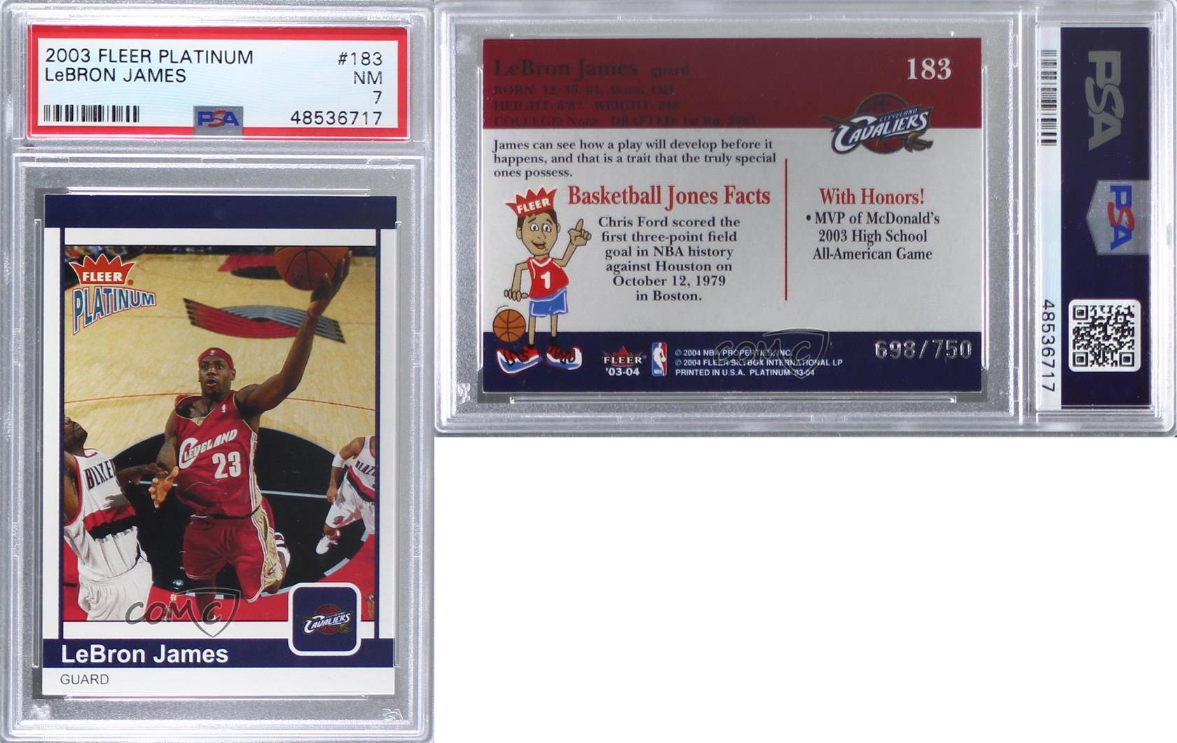 2003-04 Fleer Platinum /750 LeBron James #183 PSA 7 Rookie RC | eBay