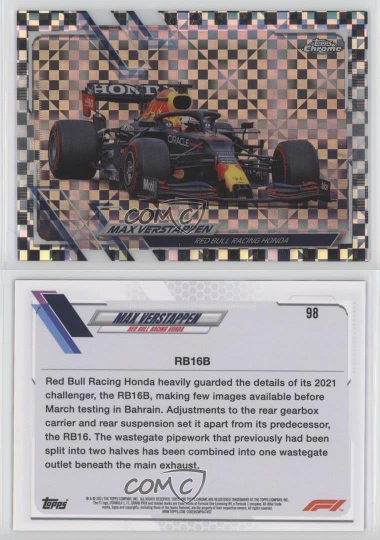 2021 Topps Chrome Formula 1 F1 Cars Checker Flag Refractor Max Verstappen #98