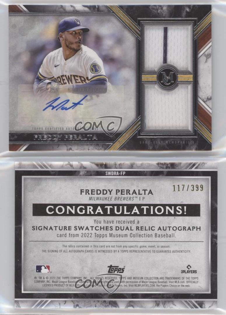 2022 Topps Museum Collection Swatches Dual Relic /399 Freddy Peralta Auto