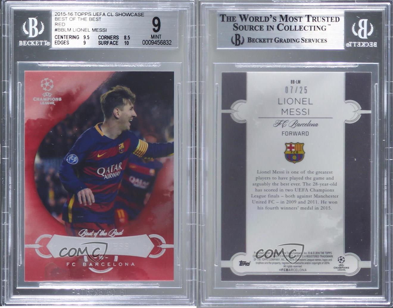 2015-16 Topps UCL Showcase Best of the Red /25 Lionel Messi #BB-LM BGS 9  MINT | eBay