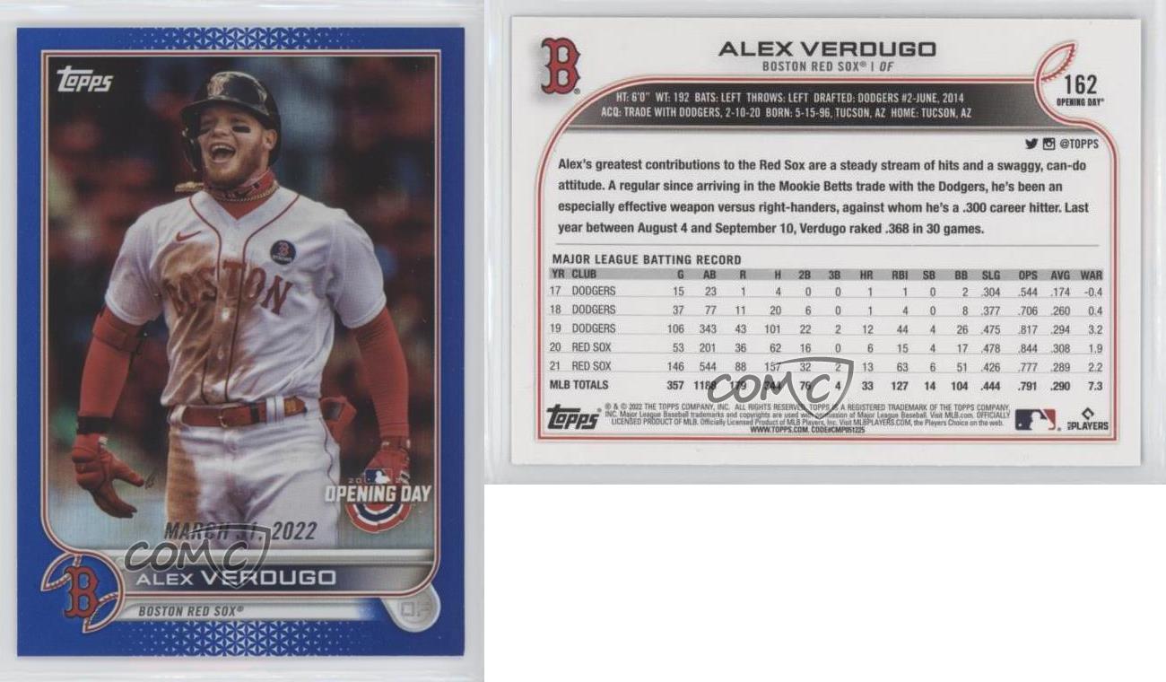 2022 Topps Opening Day Alex Verdugo Boston Red Sox #162