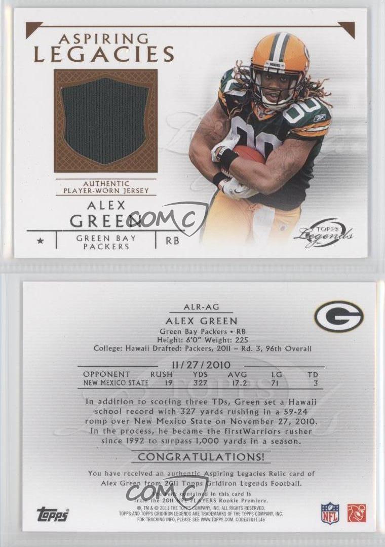 2011 Topps Gridiron Legends Aspiring Legacies Relics Alex Green Rookie RC