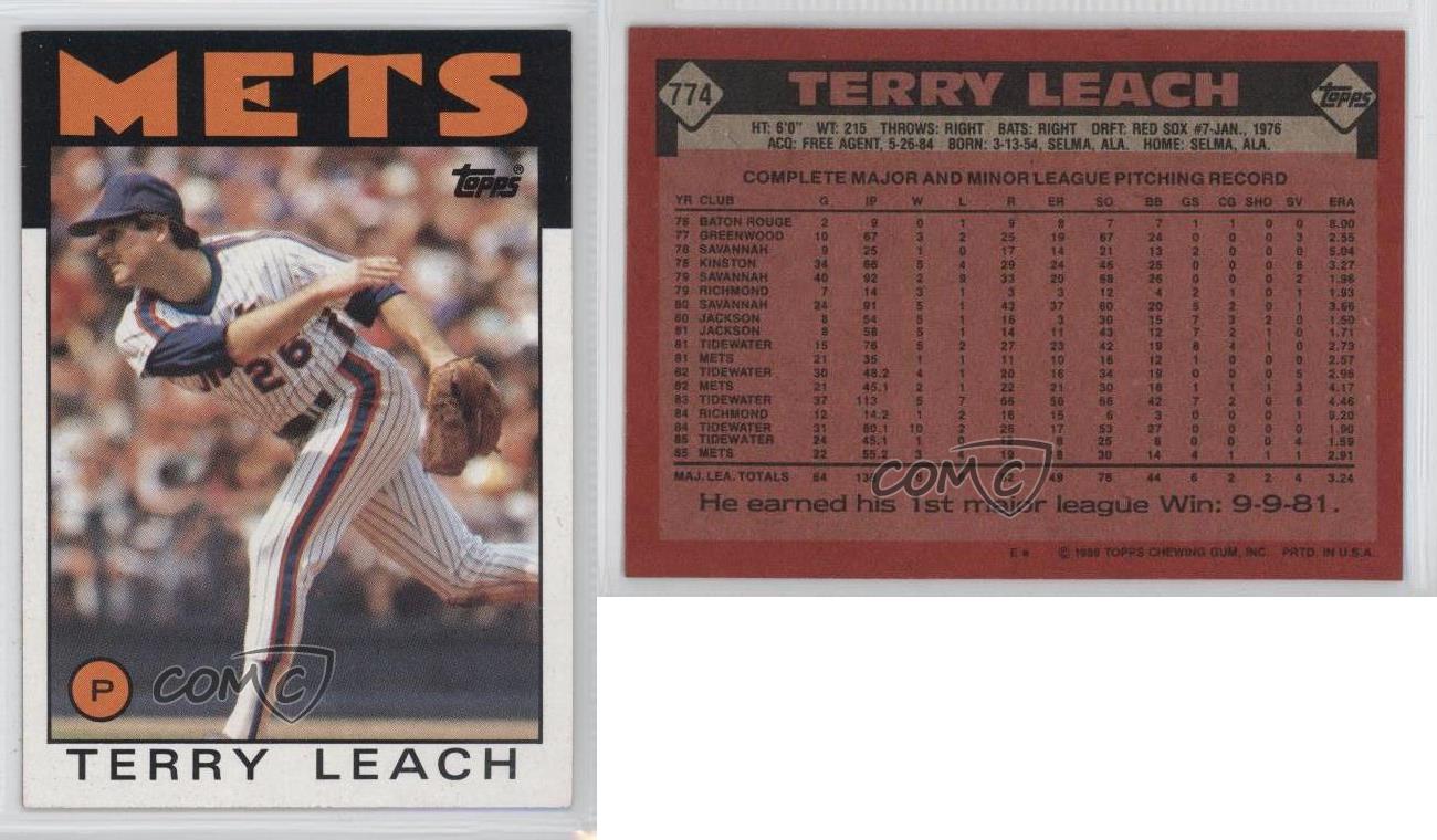 1986 Topps #774 Terry Leach Near Mint//Mint