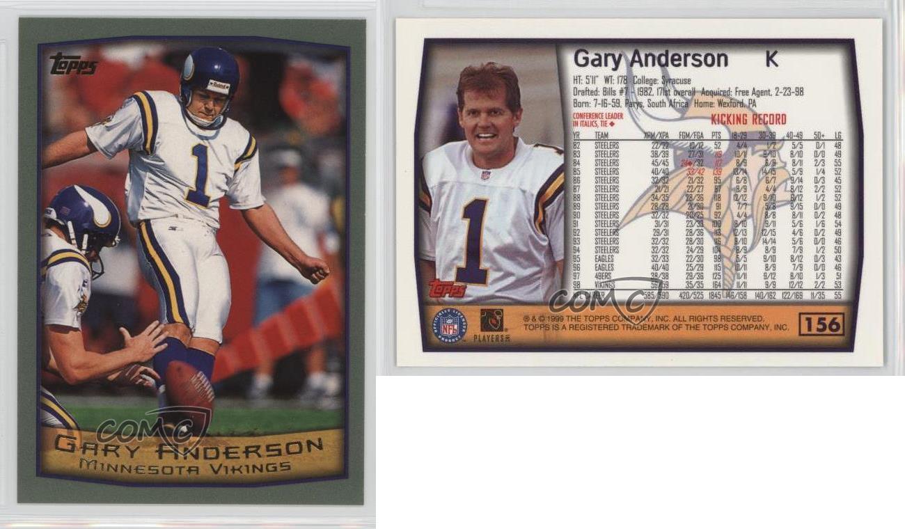 Gary Anderson Signed Topps '99 NFL Card 156 Minnesota Vikings Philadelphia  Eagle