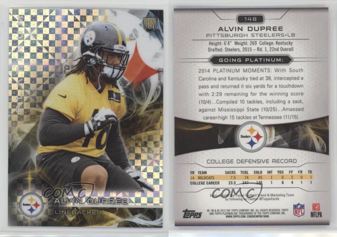 2015 Topps Platinum Rookies X-Fractor Bud Dupree Alvin Dupree #148 Rookie RC - Bild 4 von 4