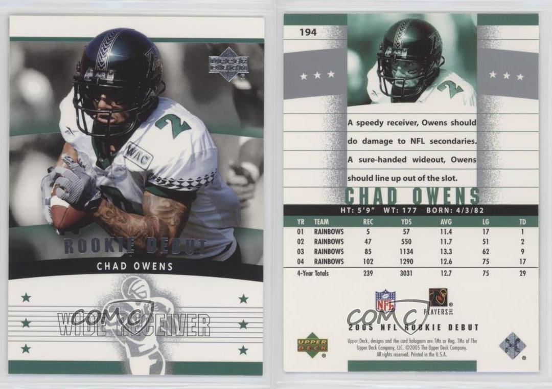 2005 Upper Deck Rookie Debut Chad Owens #194 RC - Bild 4 von 4