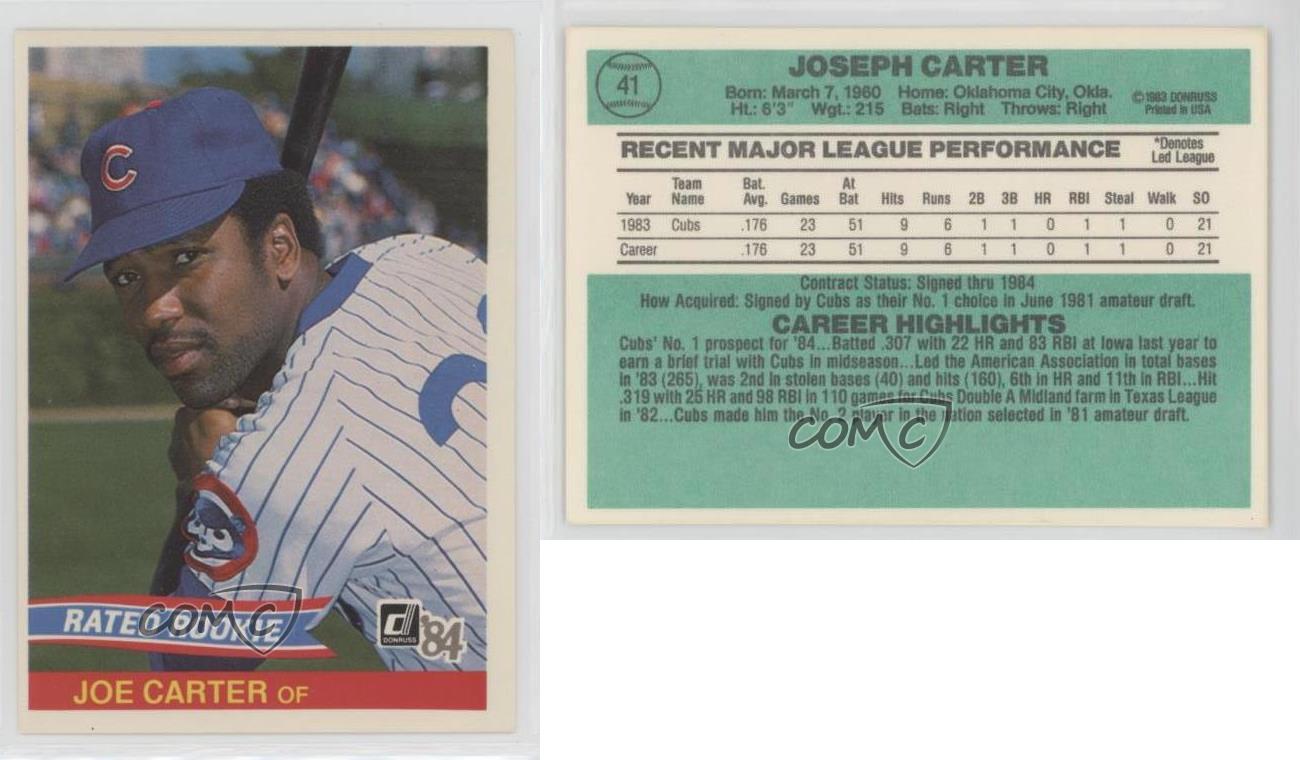 1984 Donruss Joe Carter Baseball RC 41 No Creases -  Hong Kong