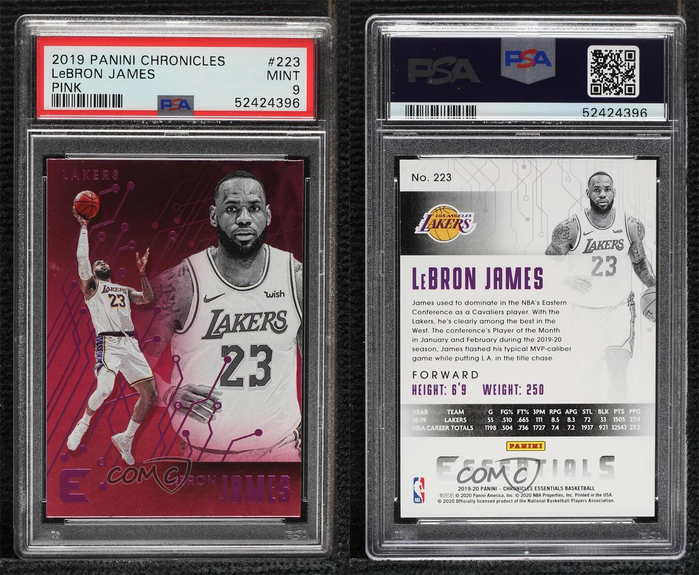 2019-20 Panini Chronicles Pink #223 LeBron James (Essentials) Lakers