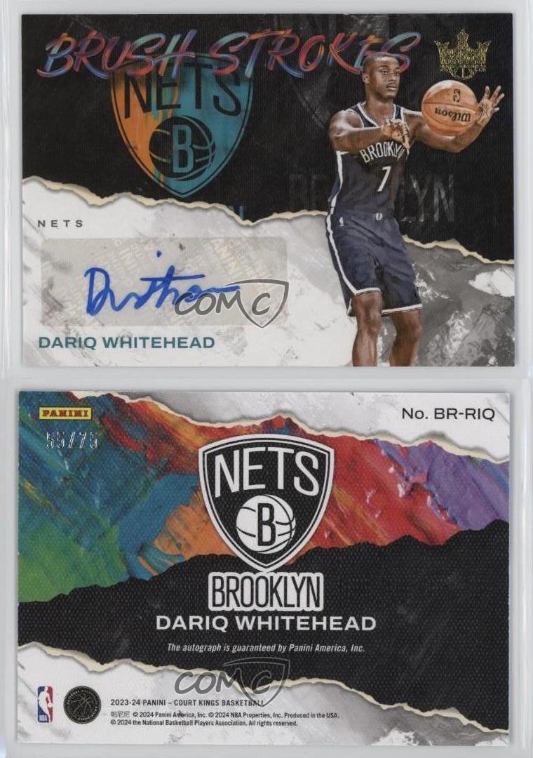 2023 Panini Court Kings Brush Strokes /75 Dariq Whitehead #BR-RIQ Rookie Auto RC - Bild 3 von 3