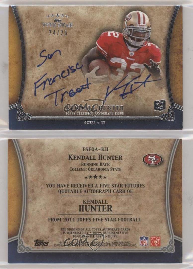 2011 Topps Five Star Futures Quotable /25 Kendall Hunter Rookie Auto RC - Picture 3 of 4