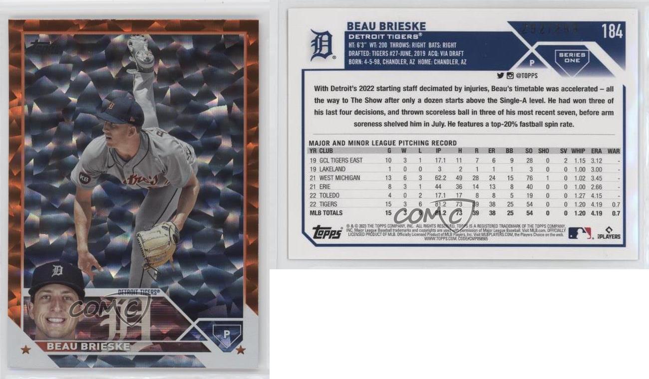 2023 Topps Series 1 #184 Beau Brieske - Detroit Tigers BASE BASEBALL CARD