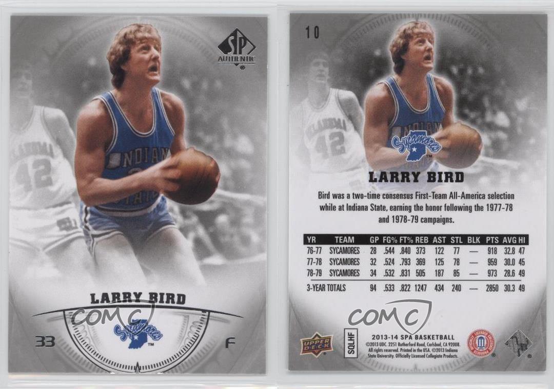 201314 SP Authentic 10 Larry Bird Indiana State Sycamores Basketball