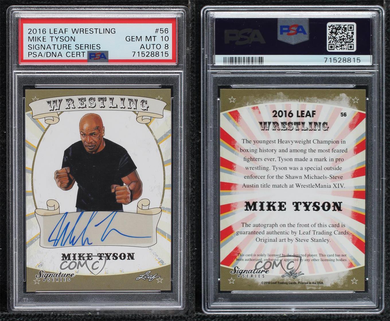 2016 Leaf Signature Series Wrestling Mike Tyson #56 PSA 10 GEM MT Auto - Foto 3 di 3