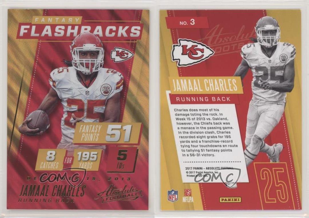 Panini Absolute Fantasy Flashbacks 2017 venta al por menor Jamaal Charles #3 - Imagen 4 de 4