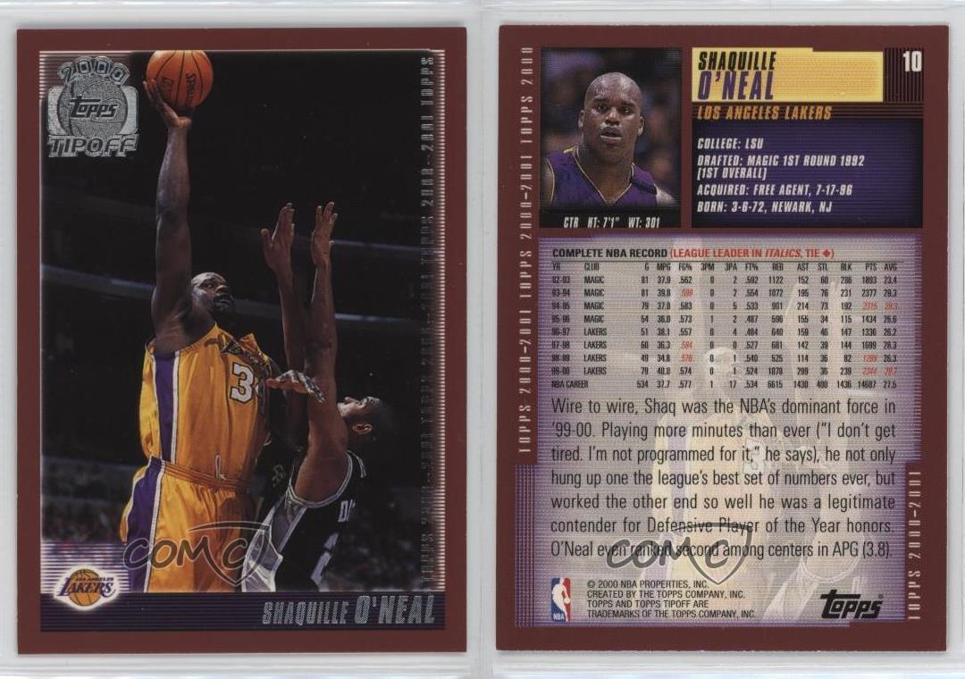 2000-01 Topps Tip-Off Shaquille O'Neal #10 HOF - Picture 5 of 5