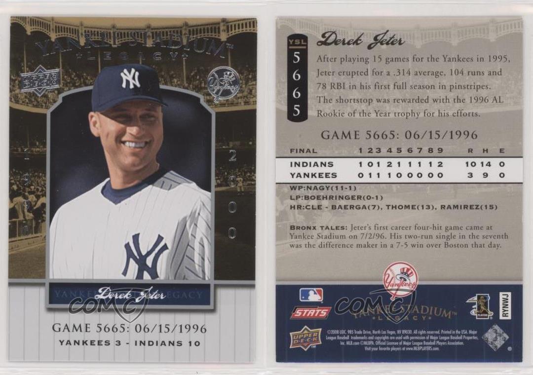 2008 Upper Deck Yankee Stadium Legacy Derek Jeter #YSL5665 officiel HOF