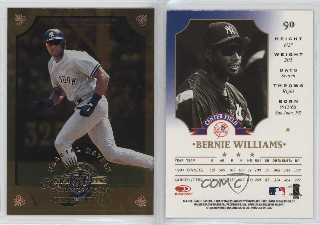 1998 Leaf Fractal Matrix GOLD #90 Bernie Williams SHORT PRINT to 300 MINT  895