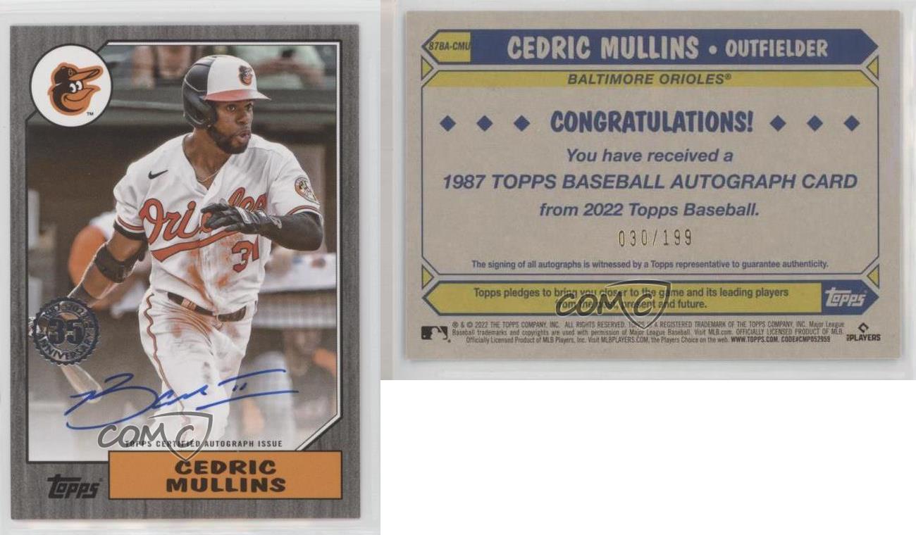 2022 Topps Series 2 Cedric Mullins 1987 Auto 87BA-CMU Black /199