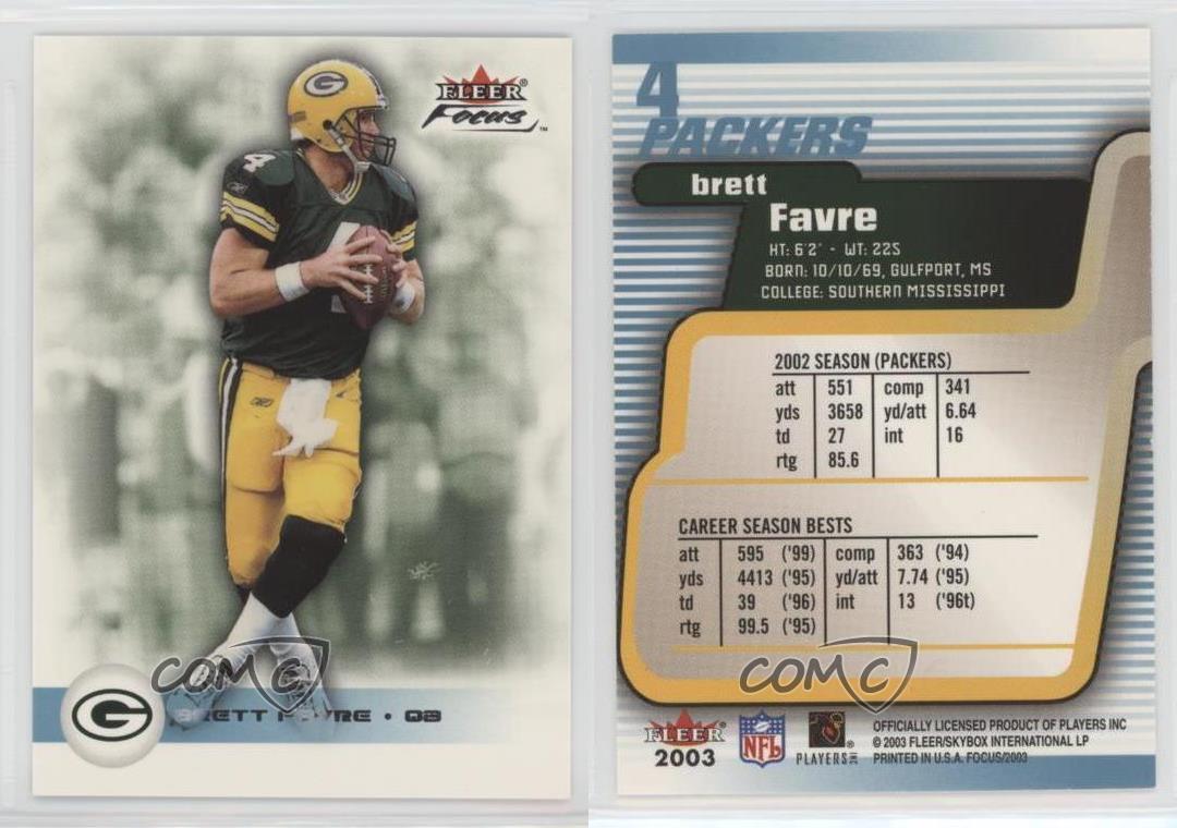 2003 Fleer Focus #4 Brett Favre Packers Hof Pop 5 Psa 10 F3621743-096