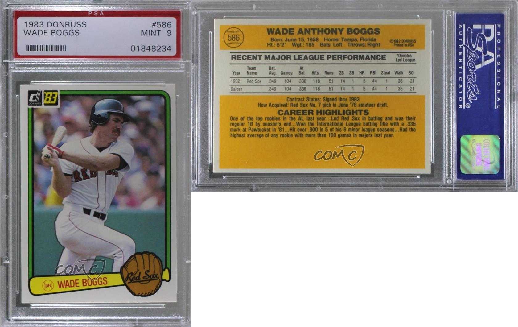 1983 Donruss 586 Wade Boggs PSA 9 MINT Boston Red Sox RC