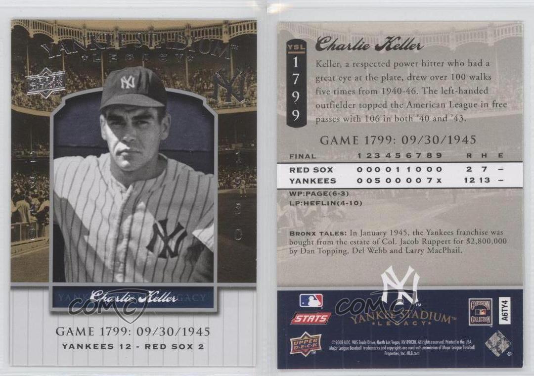 2008 Upper boutiques Deck Yankee Stadium Legacy Charlie Keller #YSL1799