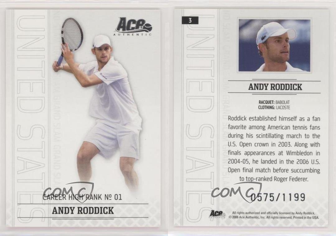 2006 Ace Authentic Grand Slam /1199 Andy Roddick #3 | eBay
