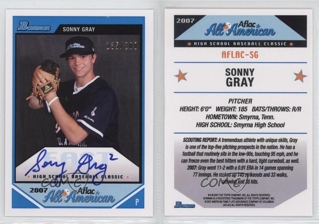 2012 Bowman Aflac All-American Auto /200 Sonny Gray #AFLAC-SG Auto