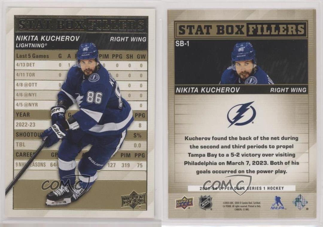 2023-24 Upper Deck Series 1 Stat Box Fillers Gold Nikita Kucherov #SB-1