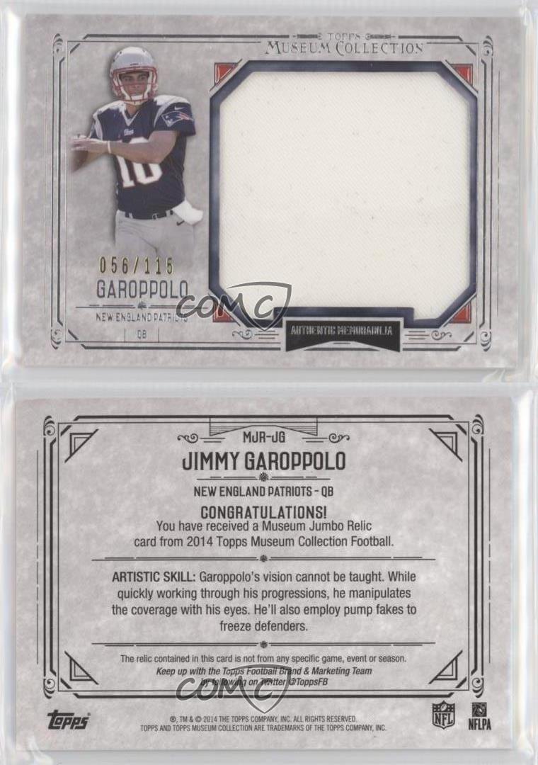 2014 Topps Museum Collection Jumbo Relics /115 Jimmy Garoppolo #MJR-JG Rookie RC - Picture 3 of 3