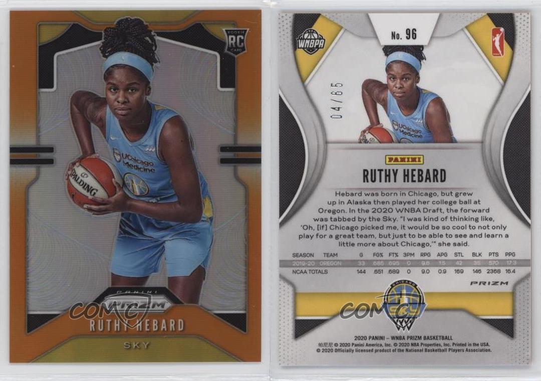 2020 Panini Prizm WNBA Orange Prizm /65 Ruthy Hebard #96 Rookie RC - Picture 3 of 3
