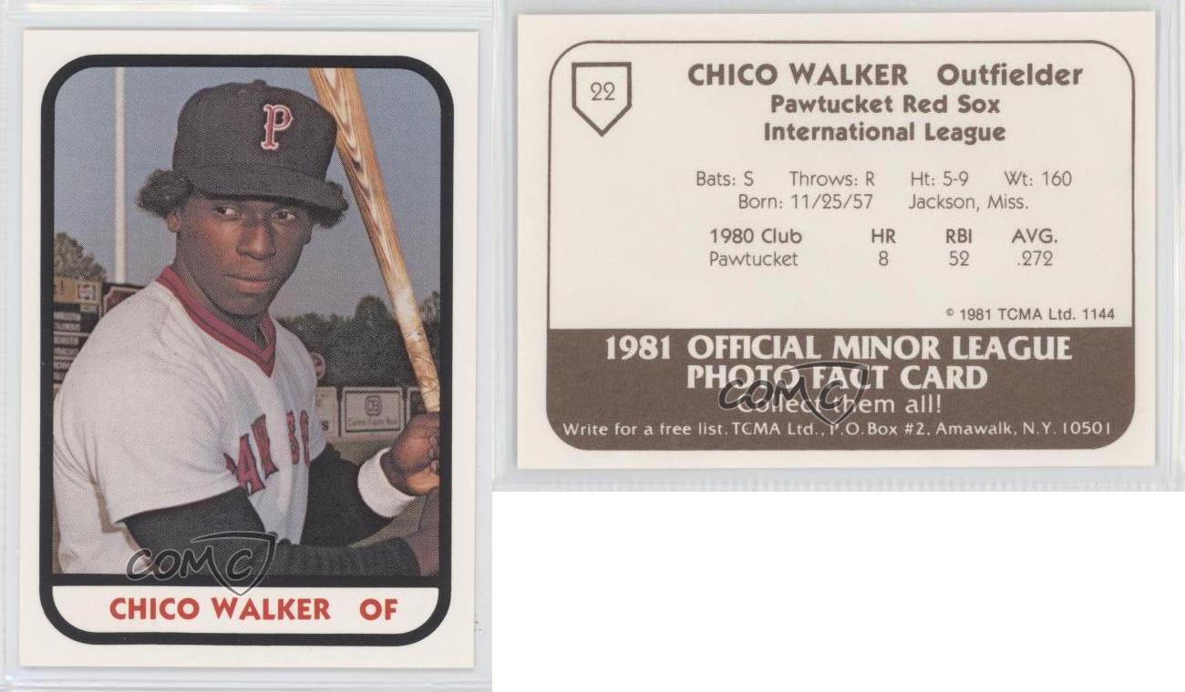 1981 TCMA Minor League 1144 Chico Walker Pawtucket Red Sox Rookie