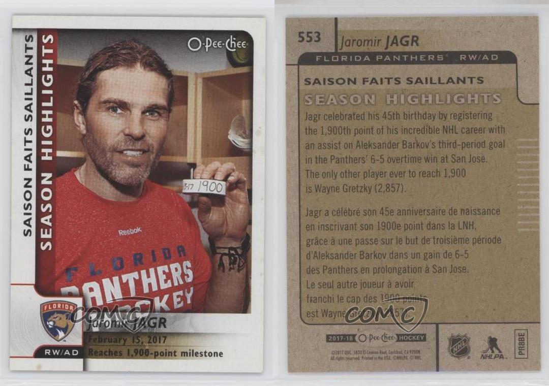 17 18 O Pee Chee Season Highlights Jaromir Jagr 553 Ebay 17 18 O Pee Chee Season Highlights Jaromir Jagr 553 Ebay