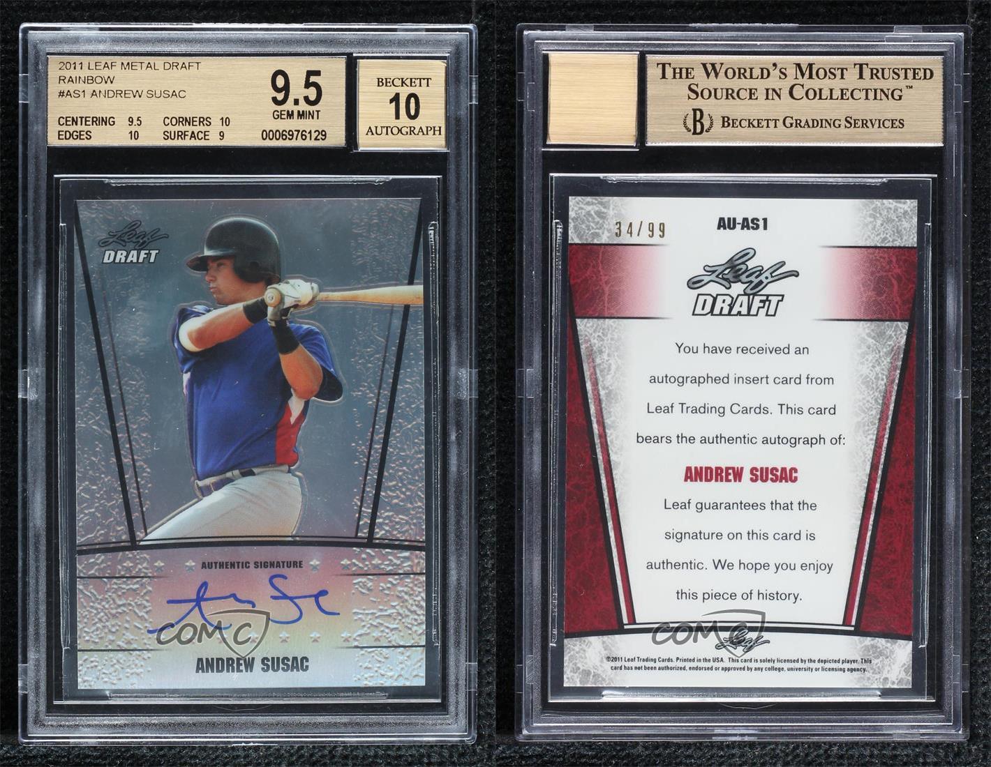 2011 Leaf Metal Draft Silver Prismatic /99 Andrew Susac BGS 9.5 GEM MINT Auto