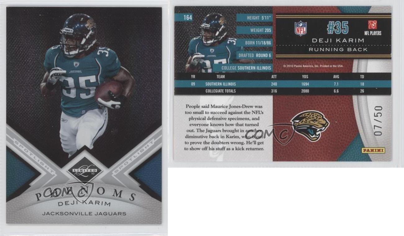2010 Panini Limited Phenoms Spotlight Silver /50 Deji Karim #164 Rookie RC