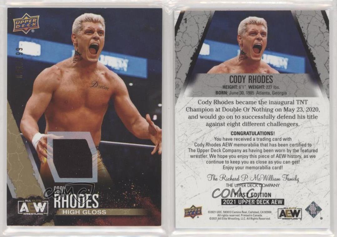 2021 Upper Deck AEW All Elite Wrestling Gold Memorabilia /199 Cody Rhodes #1