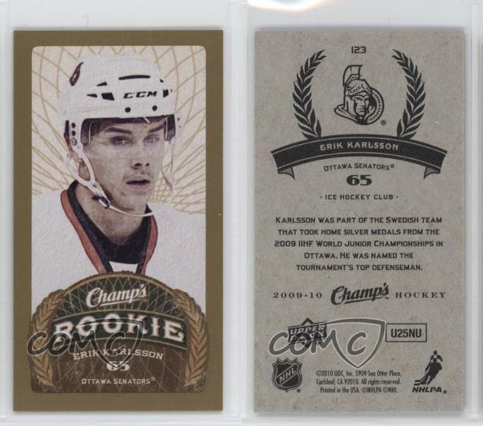 2009-10 Upper Deck Champ's Rookie Erik Karlsson #123 Rookie RC - Picture 4 of 4